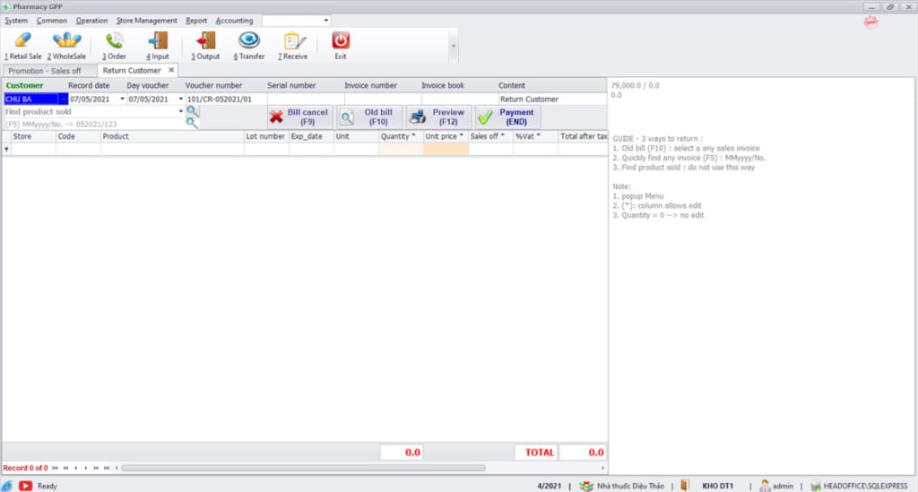 Customer: return exchange